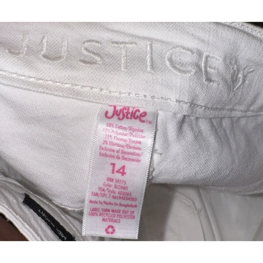 New Girls Youth Justice White Denim Midi cutoff‎ shorts Patches Size 14